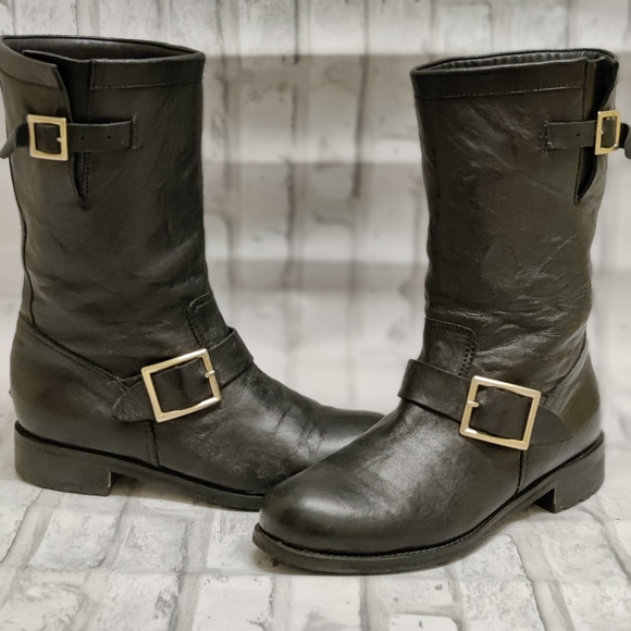 Jimmy Choo size 38 (7) black biker boots - Picture 3 of 13